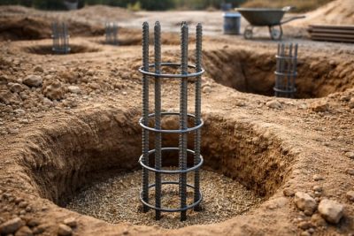 Как проводится армирование столбчатого фундамента?